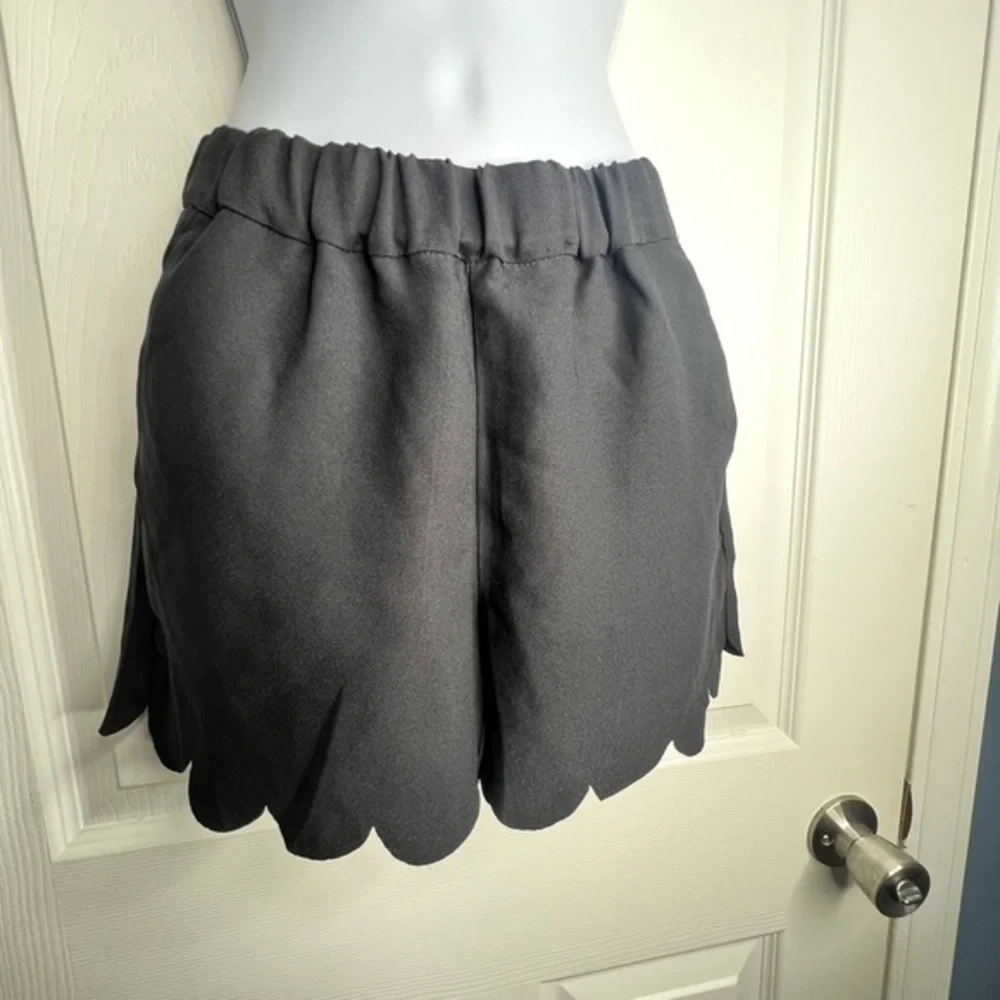 Madewell Womens 2XS Black Scalloped Edge Elastic Waist Pocket Short Shorts XXS 0